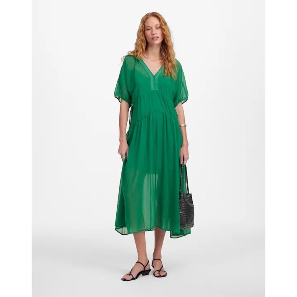 Madewell Sheer‎ V-Neck Dolman Maxi Dress Verdant Green XXS Flowy Beach Vacation